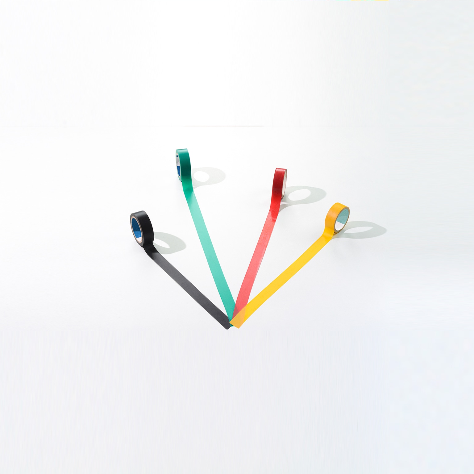 Concept of leadership. Adhesive tapes moving in different directions. - stock photo