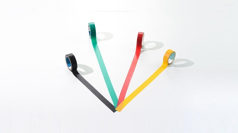 Concept of leadership. Adhesive tapes moving in different directions. - stock photo