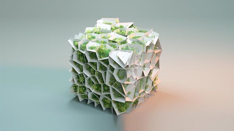 Green organic cube - stock photo