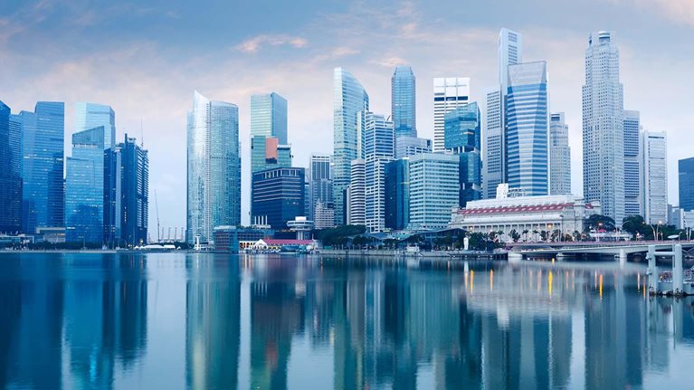 Skyline of Singapore by the marina bay