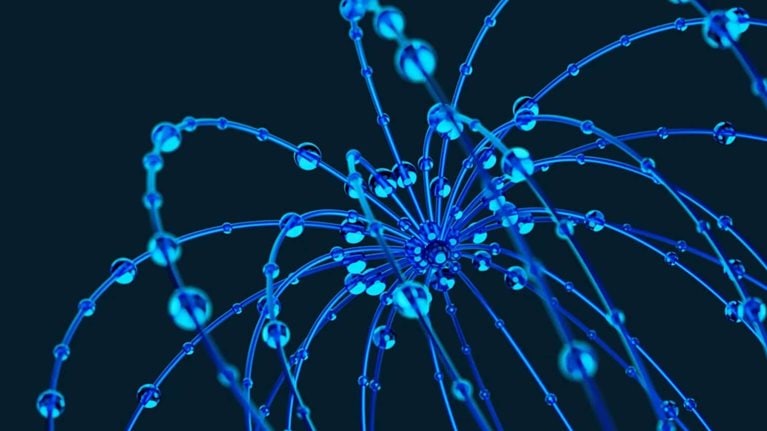 Bright blue flowing light streams