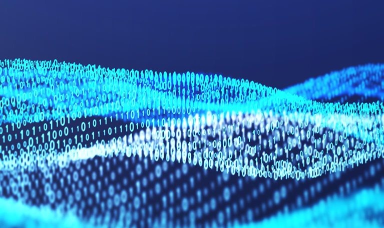 3D illustration Rendering of binary code wave pattern Abstract background.Futuristic Particles for business,Science and technology background - stock photo