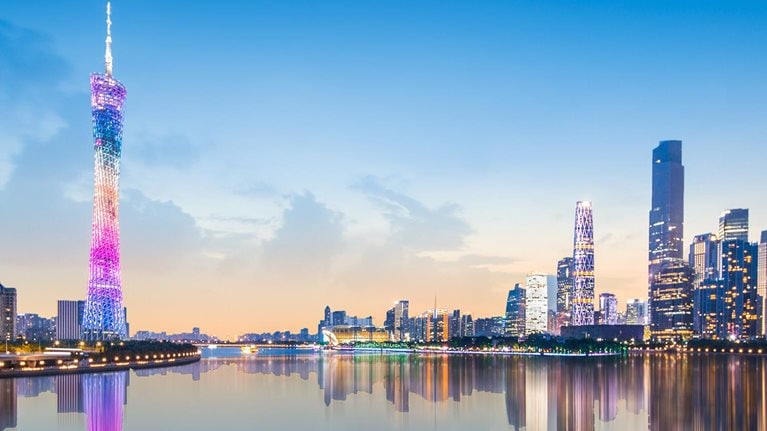 Skyline of GuangZhou china - stock photo