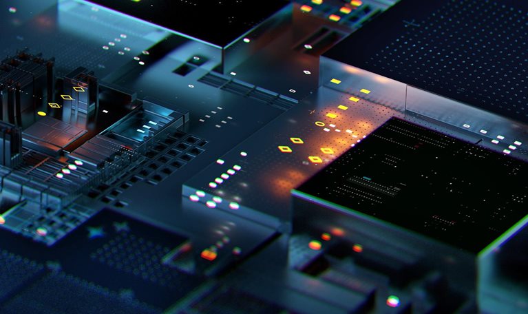 Digital generated image of cityscape data.