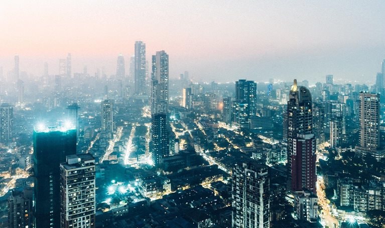 Dusk on the streets of Mumbai - stock photo