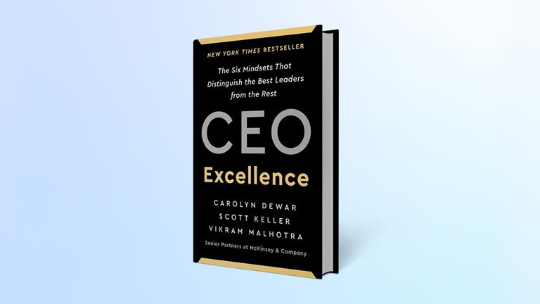 CEO Excellence book cover on a light blue gradient background.