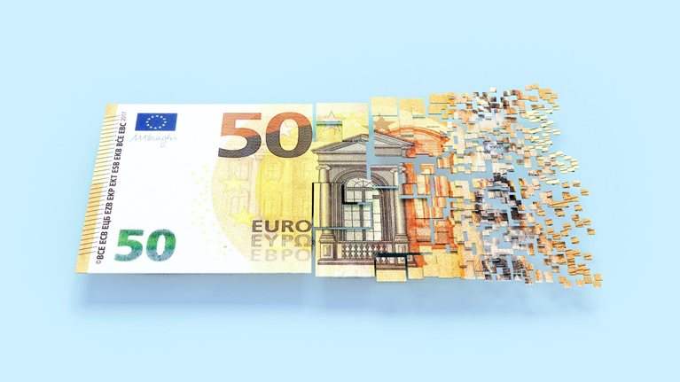 Dissolving Euro banknote