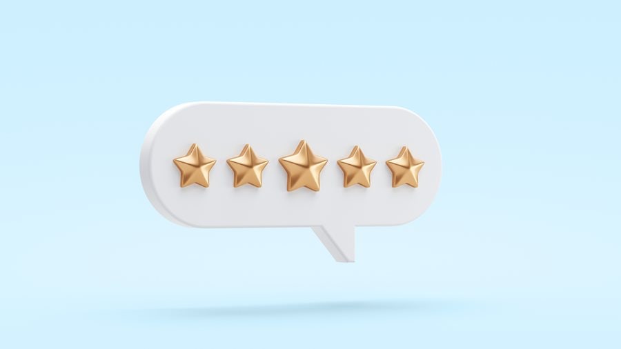 Five gold star rating customer review