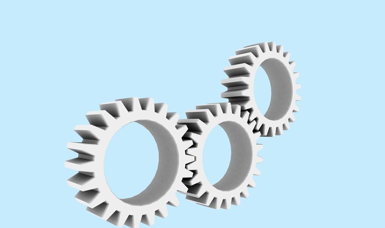 Three gear wheels in contact