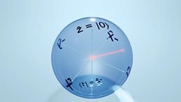 A quantum qubit with its state represented as a bloch sphere.