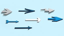A group of different arrows moving forwards together