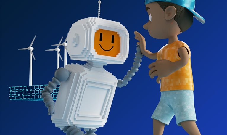 A human and a robot working together to figure out the fastest route to their destination.