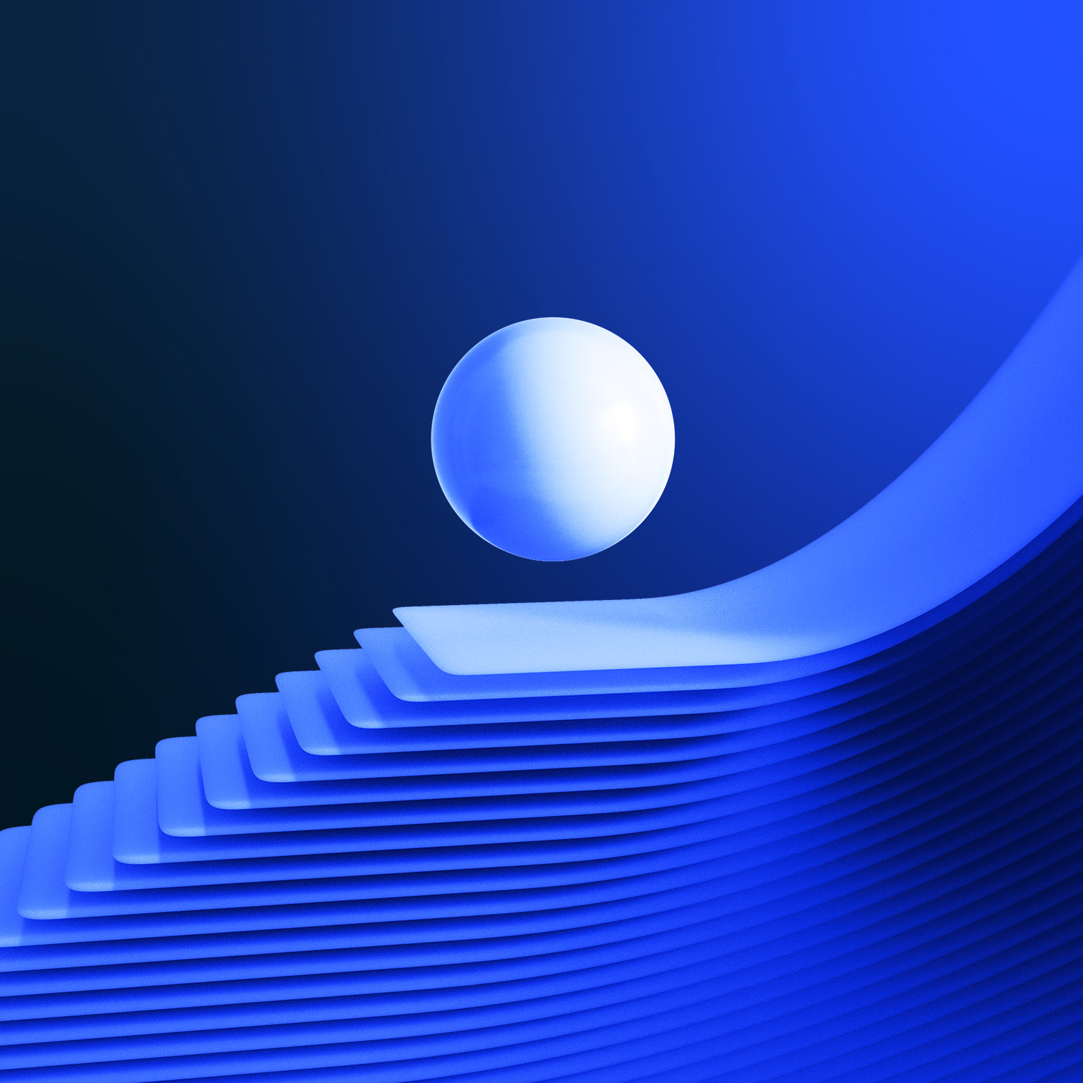 Digital generated image of multi blue-coloured cloth swirls with balls simulation background