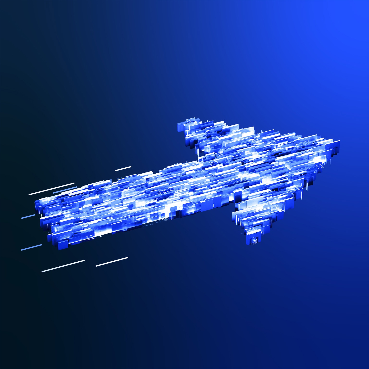 Abstract cubic shapes connected into arrow sign