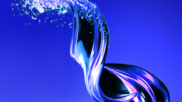 Spiraling blue wave thrusting upward