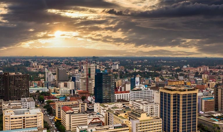 Modern Nairobi cityscape - capital city of Kenya, East Africa - stock photo