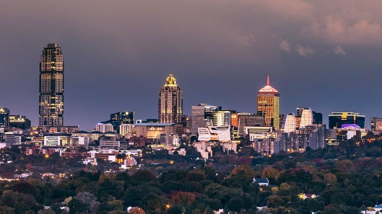 Sandton City centre cityscape in Johannesburg - stock photo