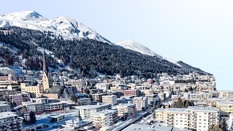 Snow covered Davos skyline