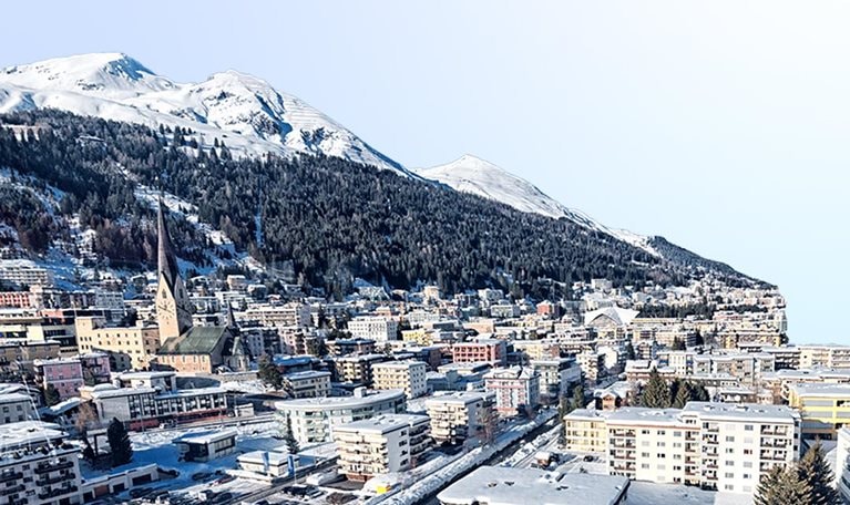Snow covered Davos skyline
