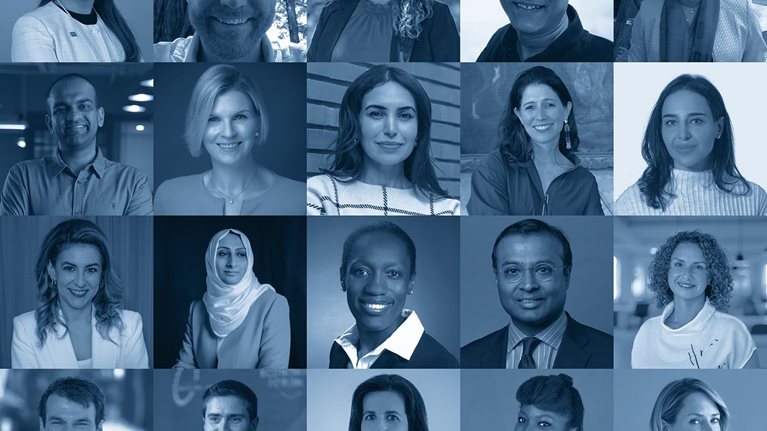 A grid of portraits of The World Economic Forum’s Young Global Leaders, current and alumni.