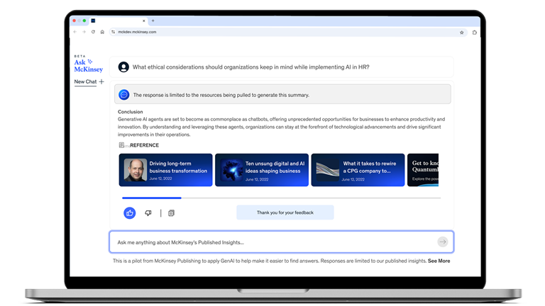 An image linking to the web page “Ask McKinsey” on McKinsey.com.