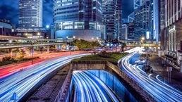 Hong Kong central district at night - stock photo