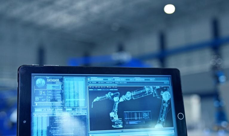 Robot arm being tested by professional development engineer