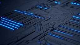 Circuit board with blue lights