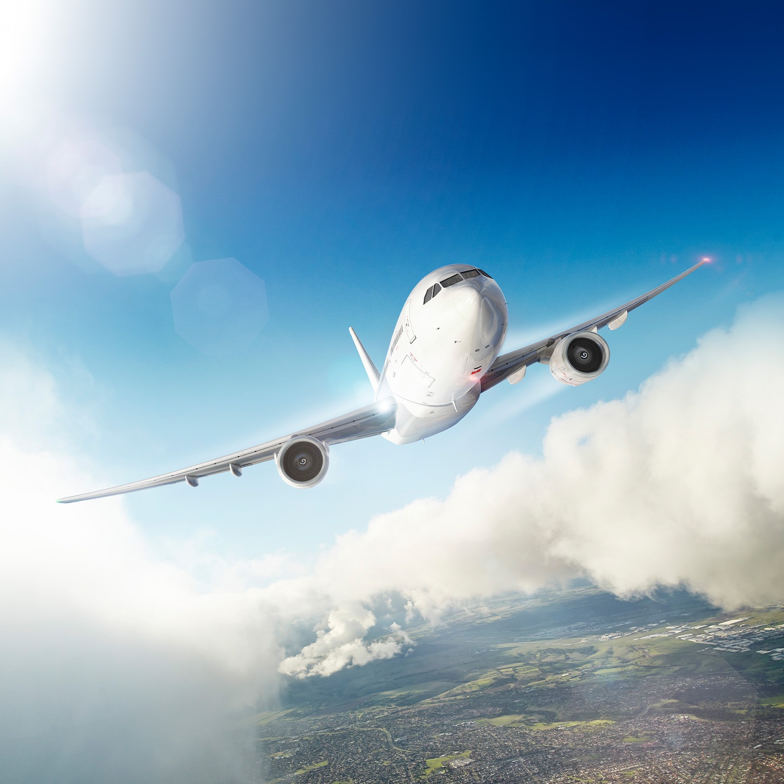 Flying through the clouds - stock illustration