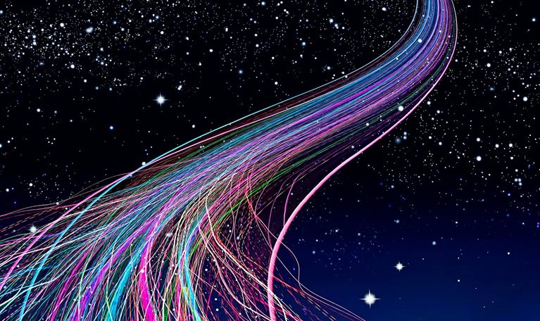 Light trails in starry sky