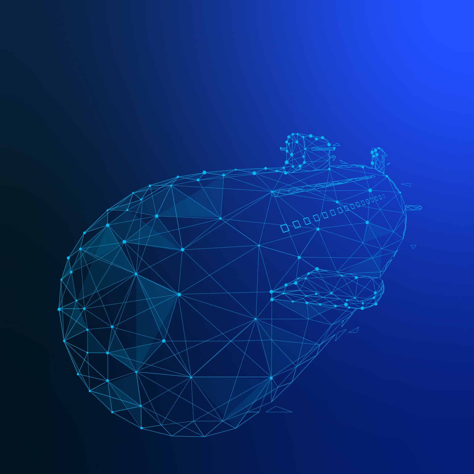 A low poly drawing of a military submarine ship in the sea