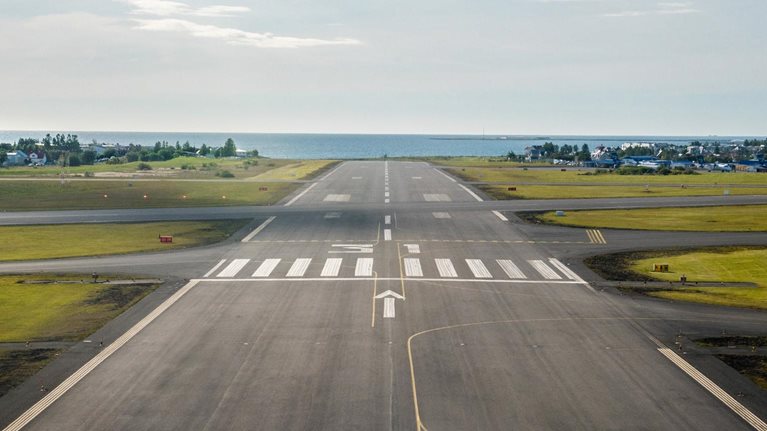 Airport runway - stock photo