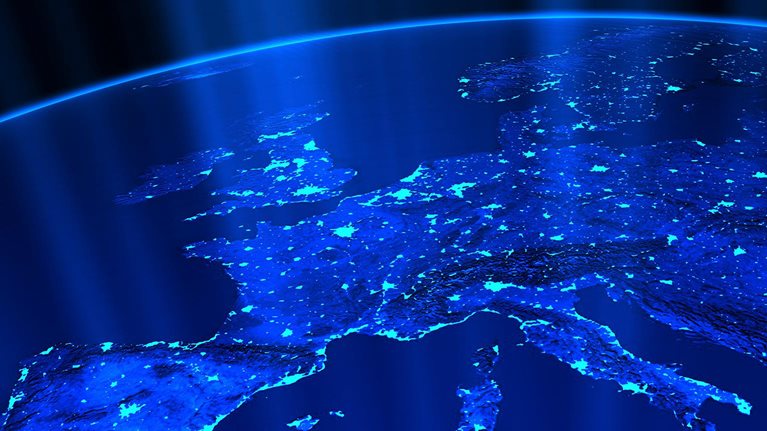 European city lights - stock illustration