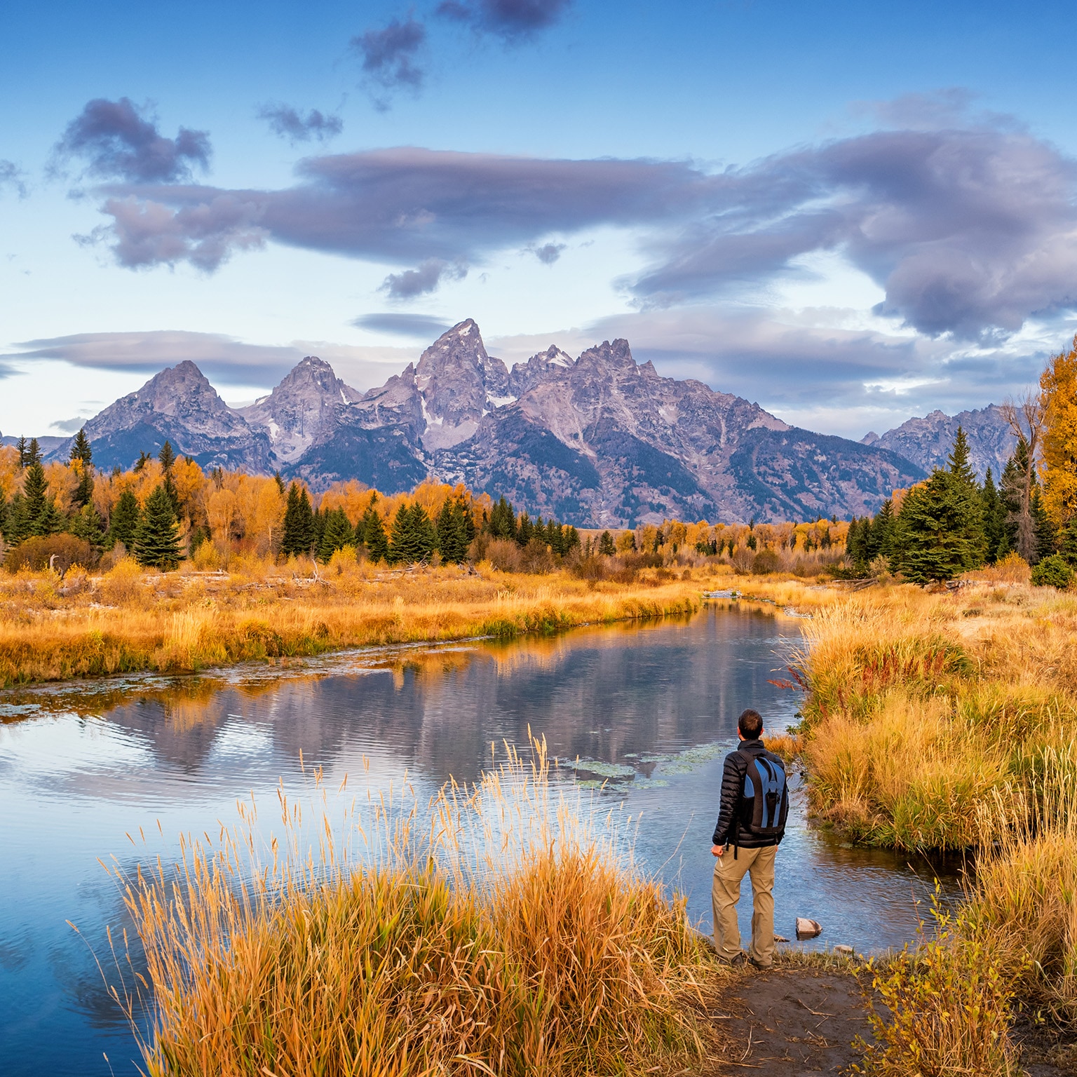 Hiker in Grand Teton National Park USA