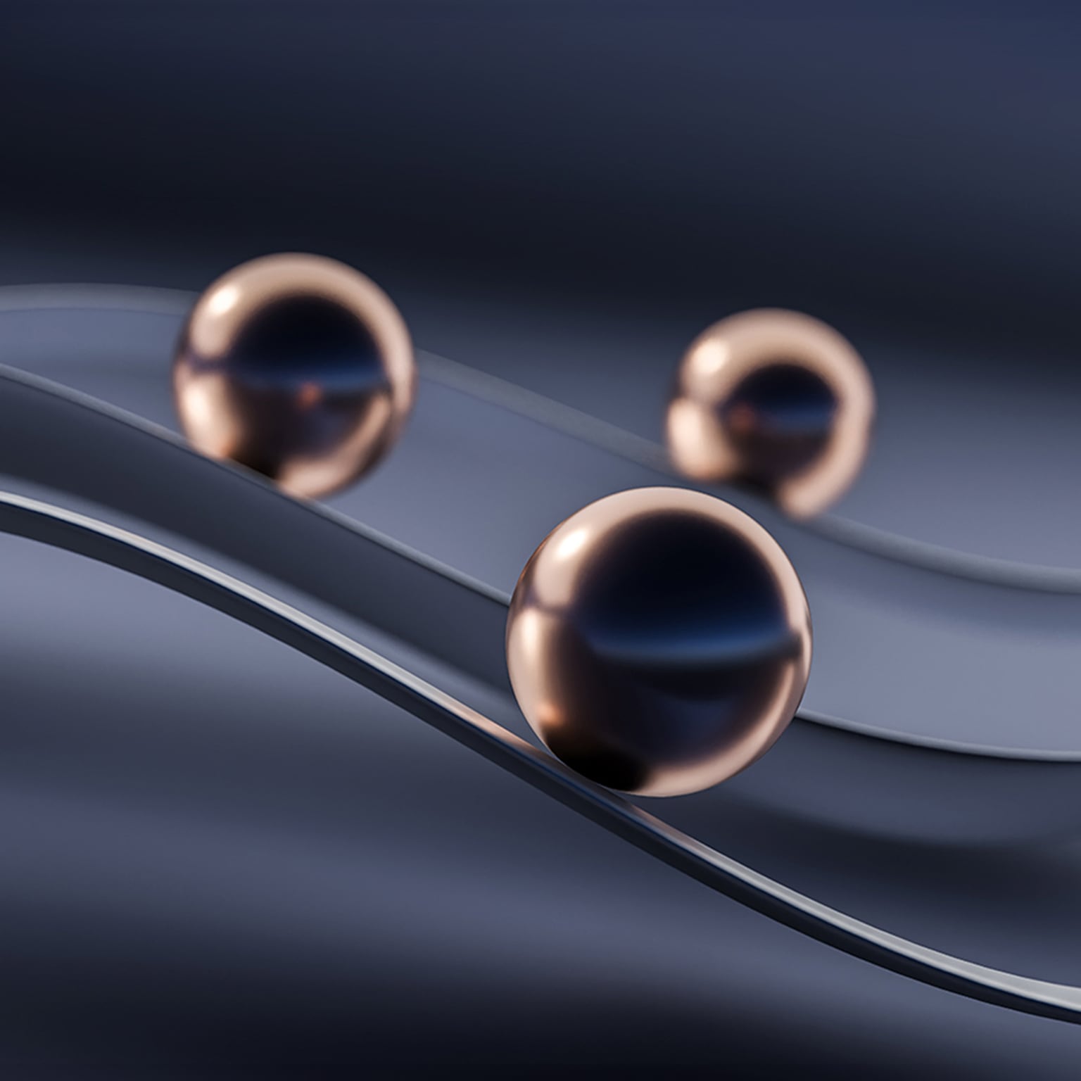 Balls on curvy paths - stock photo