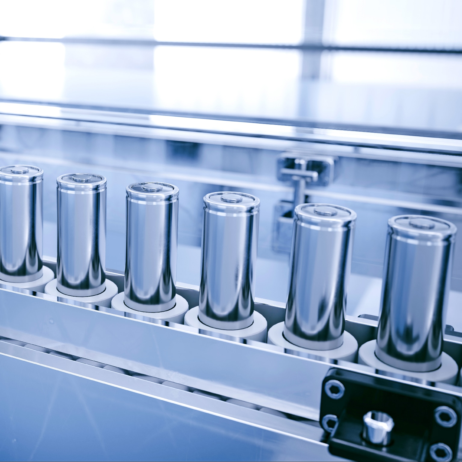 Production line for lithium battery cells for the automotive or e-bike industry.