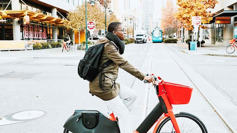 Man riding an ebike