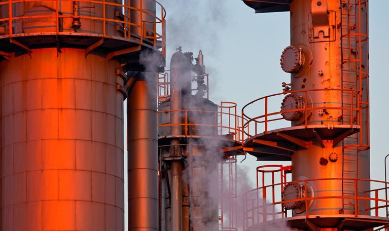 Chemical plant at dawn in Kawasaki, Japan