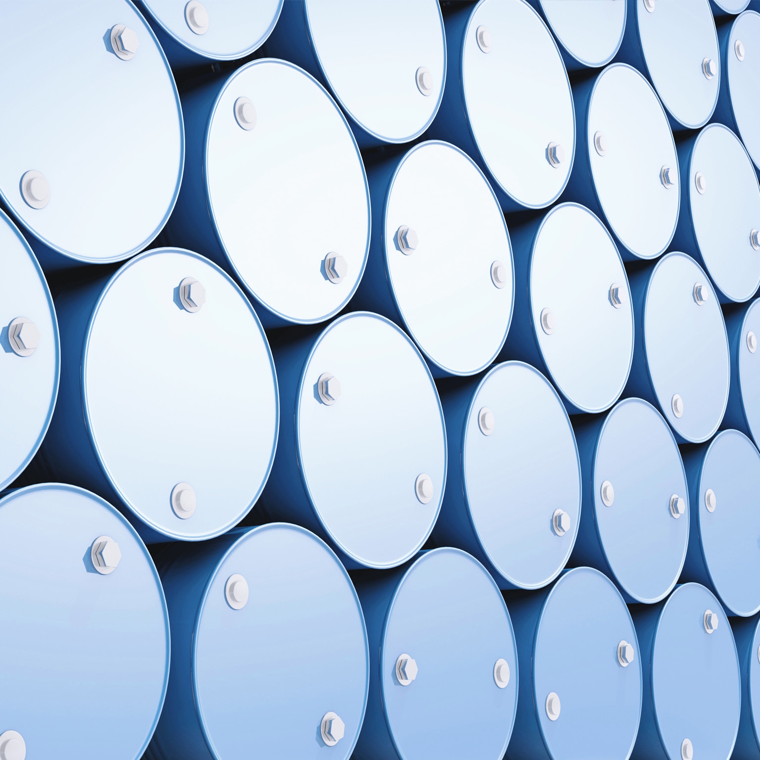 stack of blue barrels -stock photo