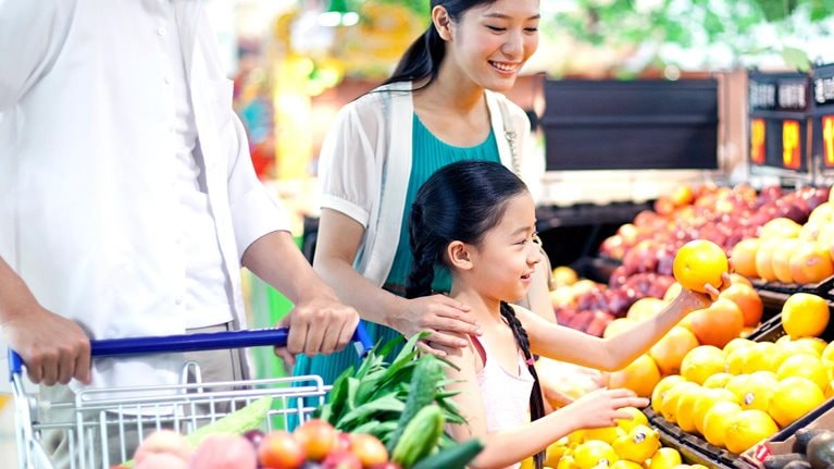 Family shopping in Supermarket
