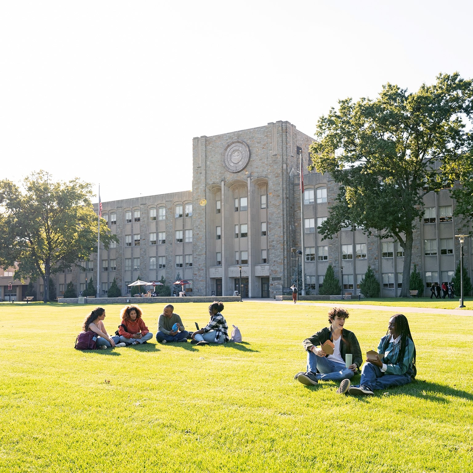 University students hanging out in campus