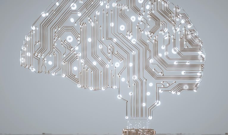 Digital human brain covered with networks