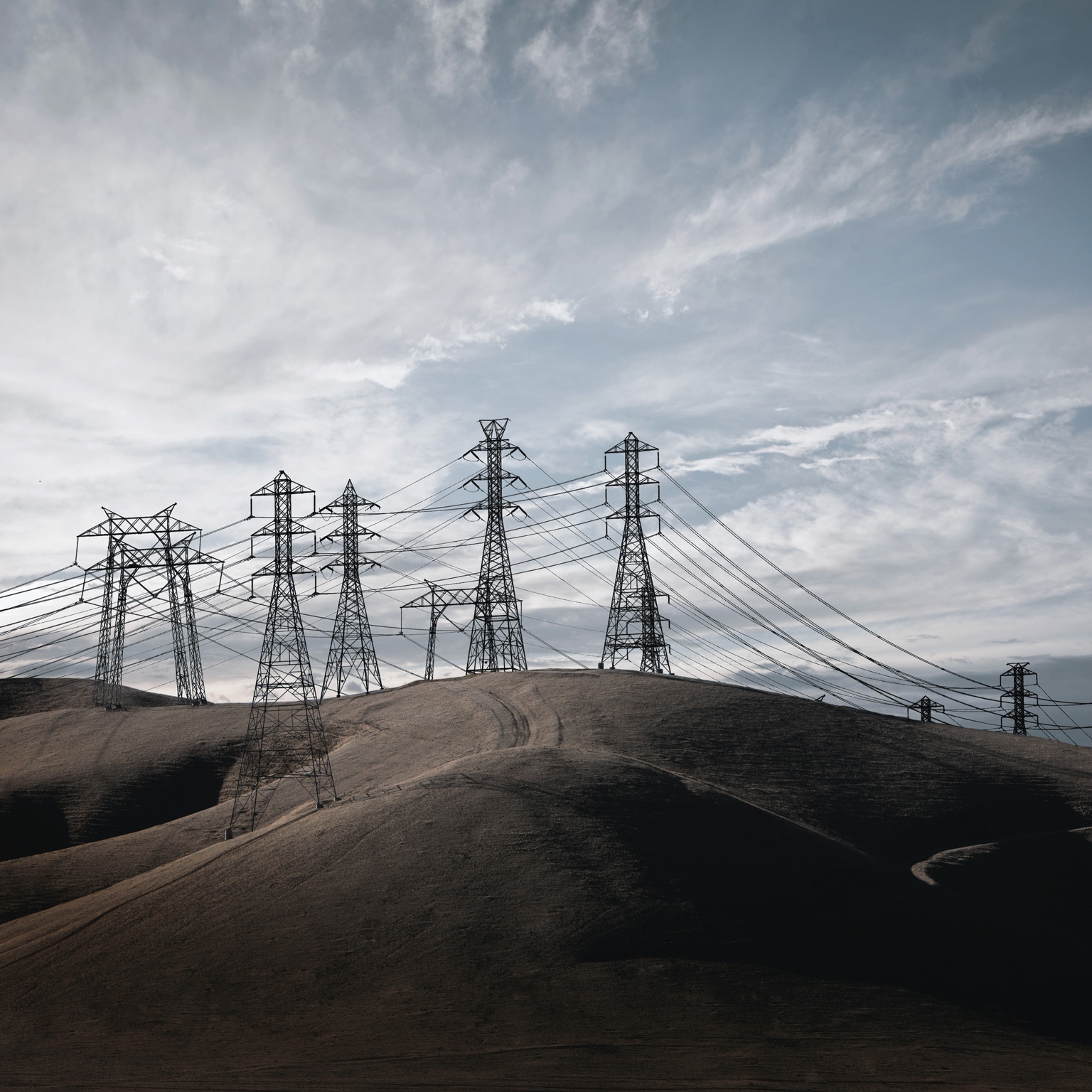 Power Lines in California Hills
