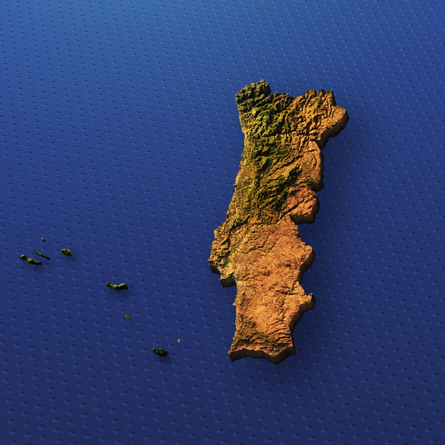 Topographic map of Portugal
