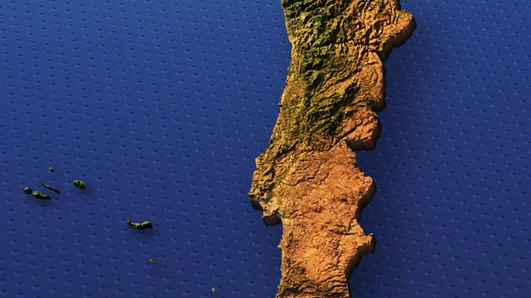 Topographic map of Portugal