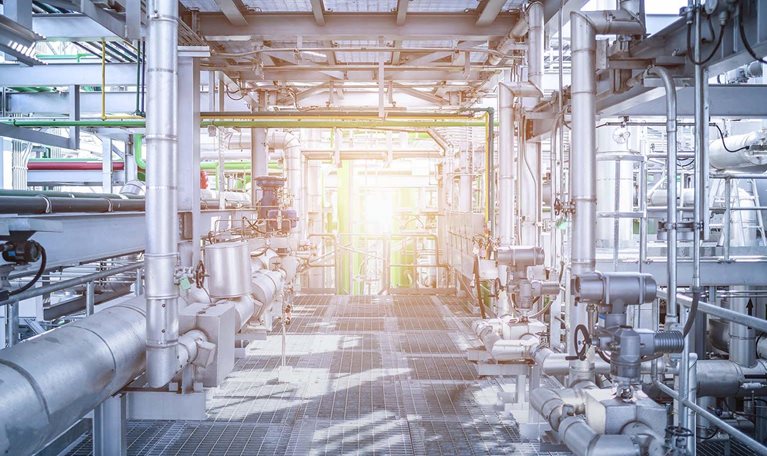 Industrial zone, Steel pipelines and valves