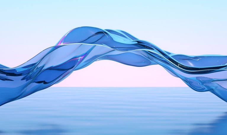 Abstract Nature Background Flying Transparent Iridescent Cloth Fabric on Sea