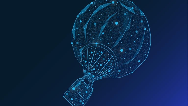 Abstract image of a hot air balloon in the form of a constellation