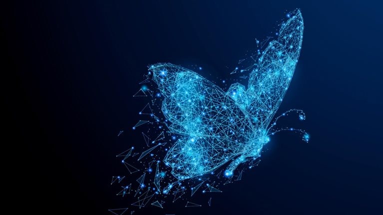 Low-poly blue butterfly