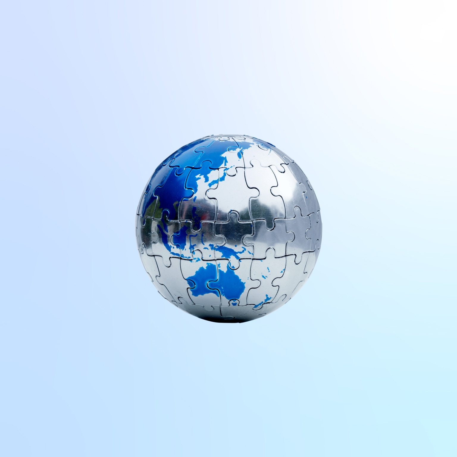 Northeastern hemisphere of a 3-D globe puzzle